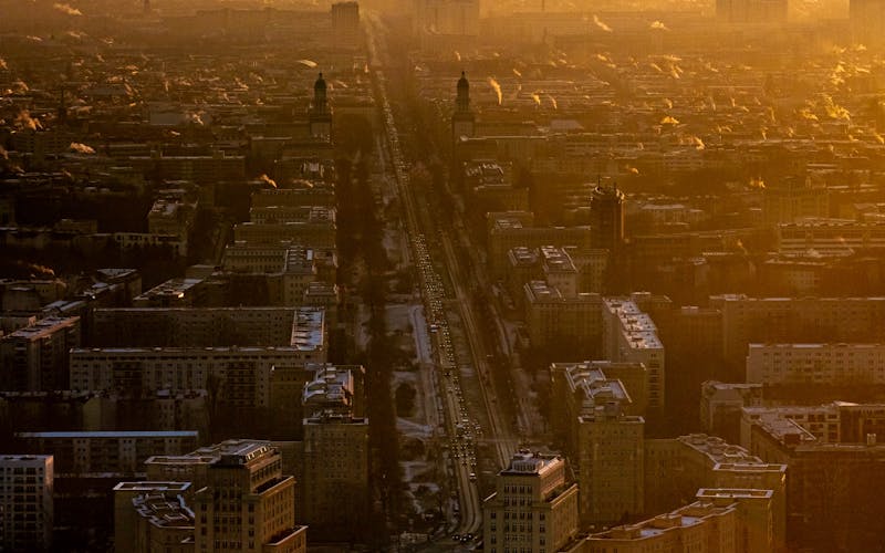 Vista aérea de Berlim ao amanhecer