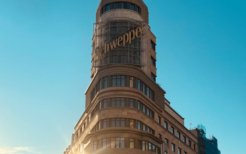 Edifício Carrión na Gran Vía ao pôr do sol